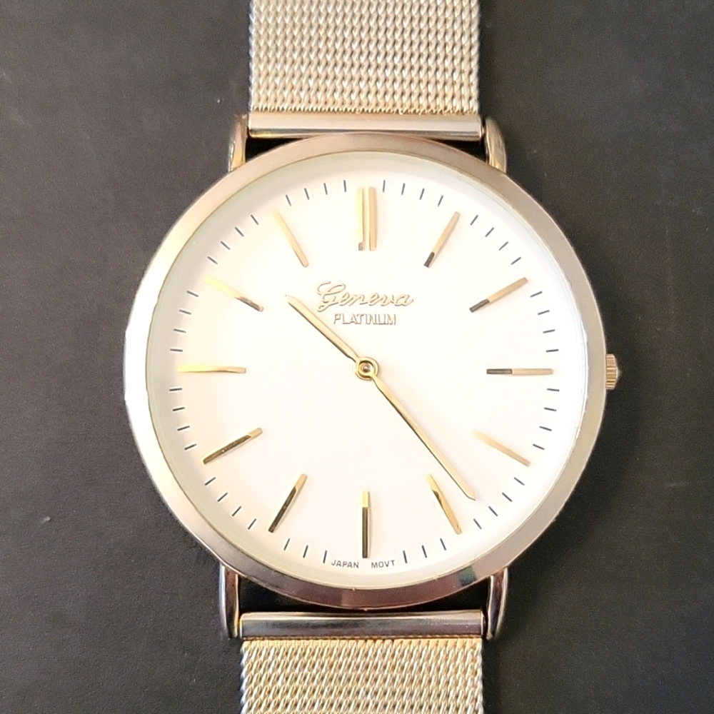 Statement Watch, Gold-tone, Large White Face, Roman Numerals, Japan Movement